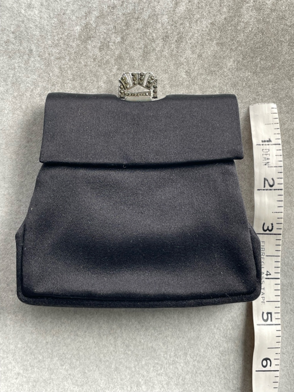 Barney’s New York Black Satin Fold Over Clutch With Marquisette Clasp NWOT - Picture 5 of 14